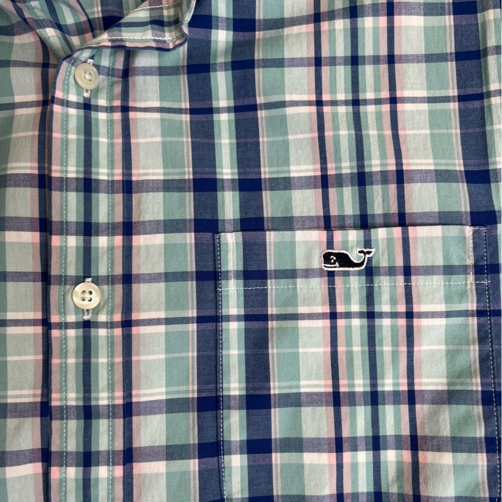 Vineyard Vines Shep and Ian Classic Fit Tucker Shirt Blue Green Plaid Men Medium - Picture 6 of 13